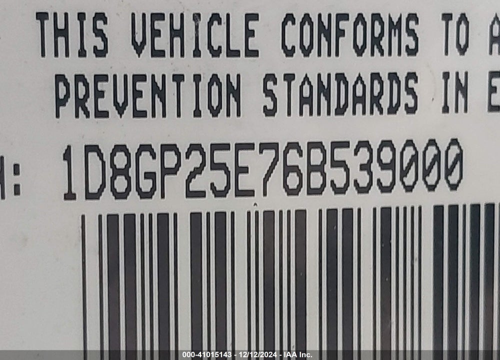 2006 DODGE CARAVAN SE VIN: 1D8GP25E76B539000