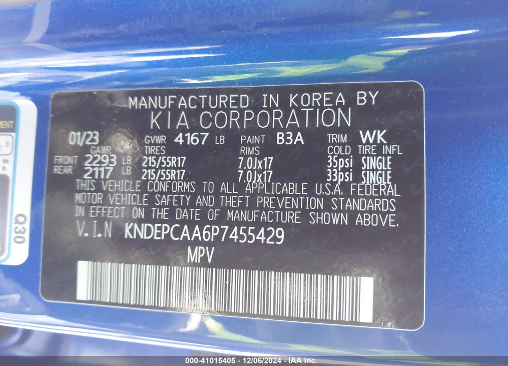 2023 KIA SELTOS LX VIN: KNDEPCAA6P7455429