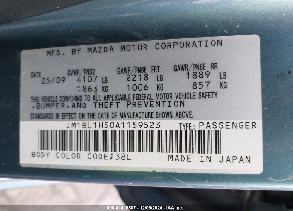 2010 MAZDA 3 S SPORT VIN: JM1BL1H50A1159523