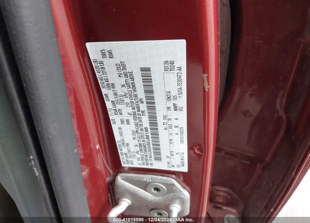 2014 FORD ESCAPE SE VIN: 1FMCU0GX5EUB81385