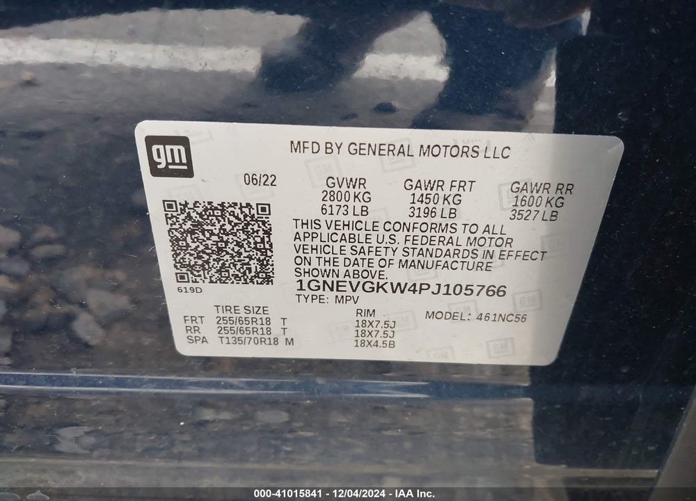 2023 CHEVROLET TRAVERSE AWD LT CLOTH VIN: 1GNEVGKW4PJ105766