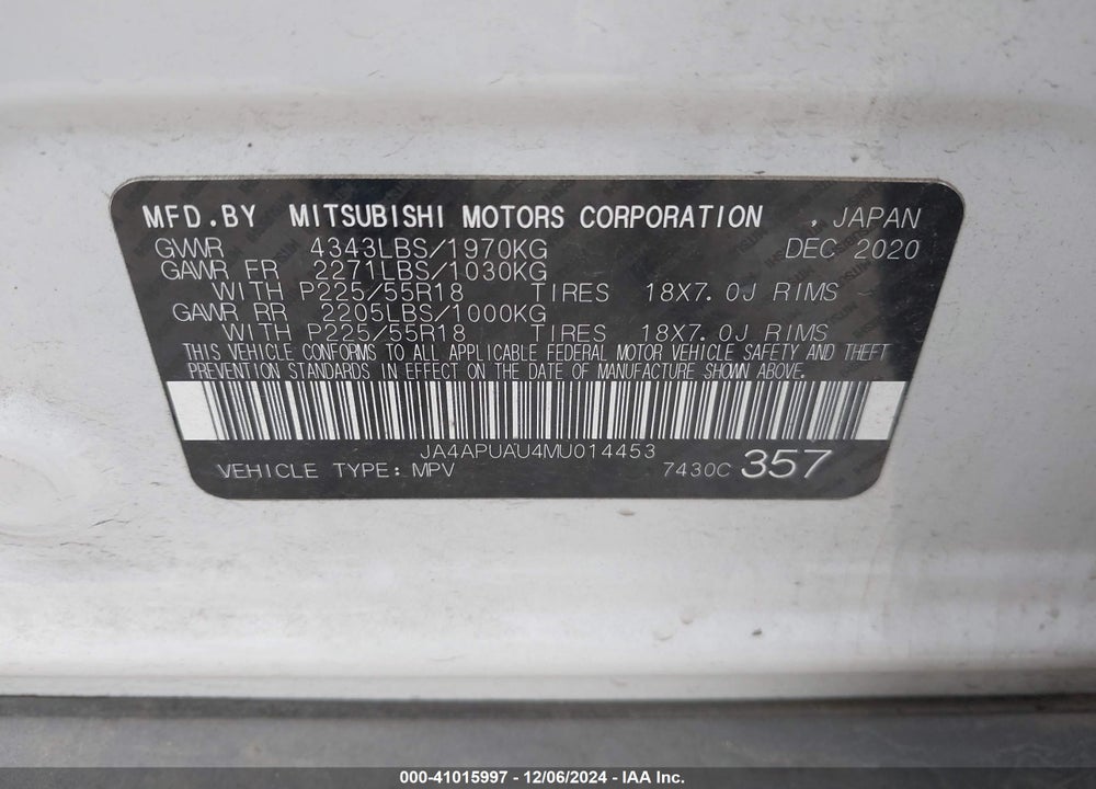 2021 MITSUBISHI OUTLANDER SPORT 2.0 BE 2WD/2.0 ES 2WD/2.0 LE 2WD/2.0 S 2WD VIN: JA4APUAU4MU014453