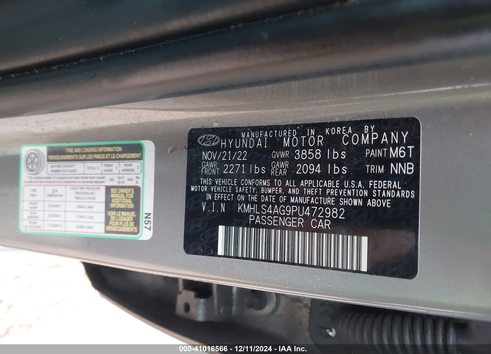 2023 HYUNDAI ELANTRA SEL VIN: KMHLS4AG9PU472982