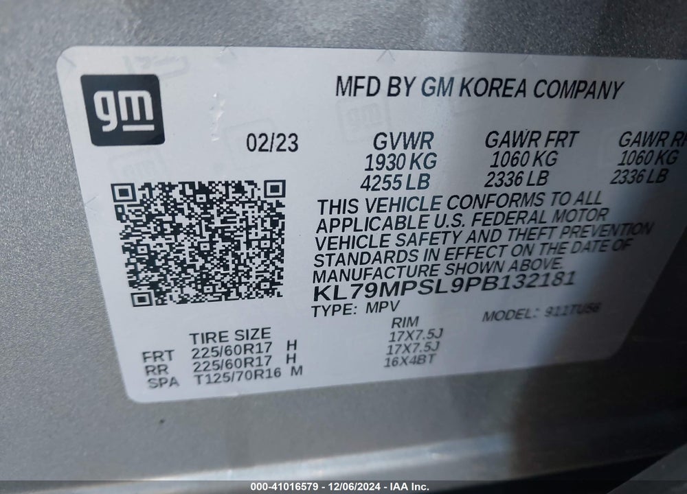 2023 CHEVROLET TRAILBLAZER FWD LT VIN: KL79MPSL9PB132181