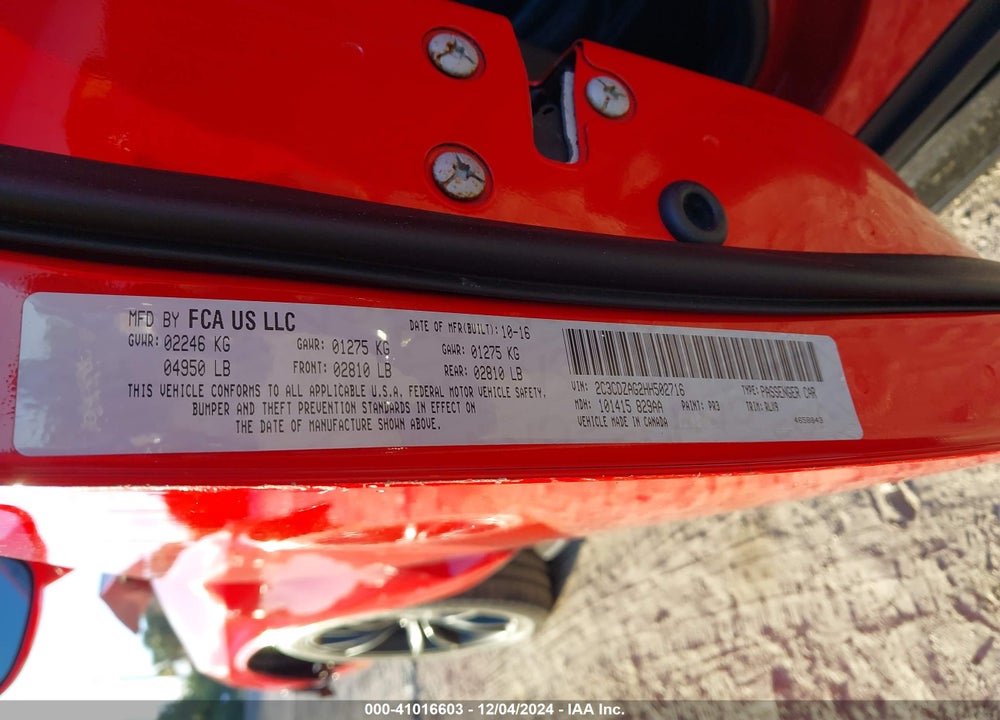 2017 DODGE CHALLENGER SXT PLUS VIN: 2C3CDZAG2HH502716
