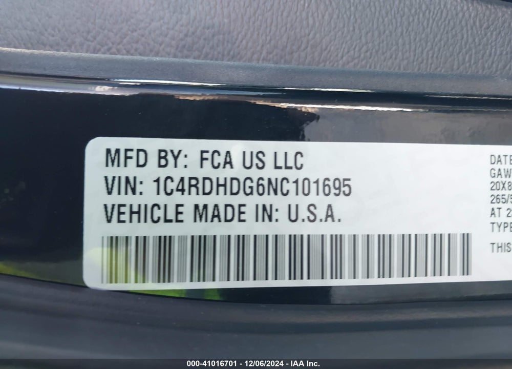 2022 DODGE DURANGO GT PLUS RWD VIN: 1C4RDHDG6NC101695
