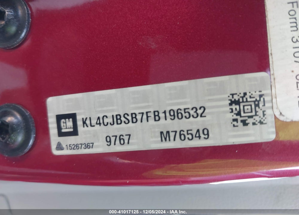 2015 BUICK ENCORE CONVENIENCE VIN: KL4CJBSB7FB196532