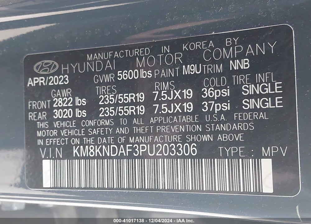 2023 HYUNDAI IONIQ 5 SEL VIN: KM8KNDAF3PU203306