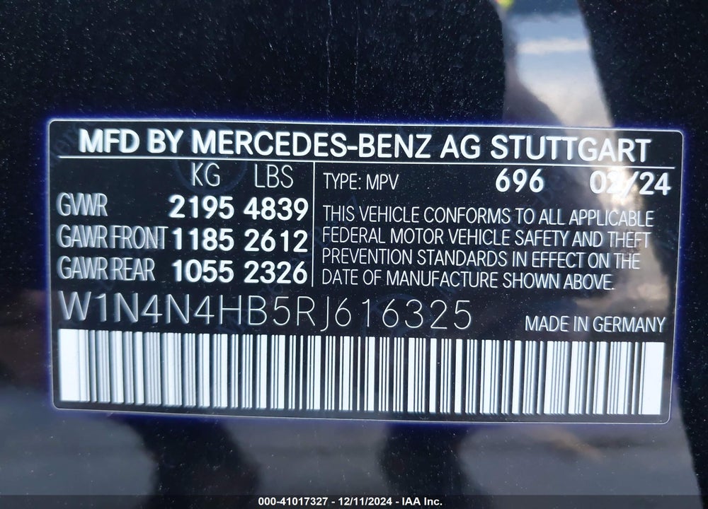 2024 MERCEDES-BENZ GLA 250 4MATIC VIN: W1N4N4HB5RJ616325