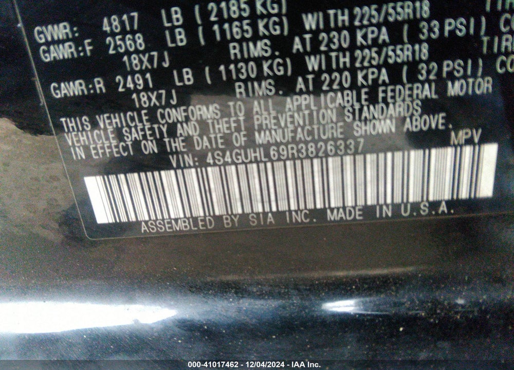 2024 SUBARU CROSSTREK LIMITED VIN: 4S4GUHL69R3826337