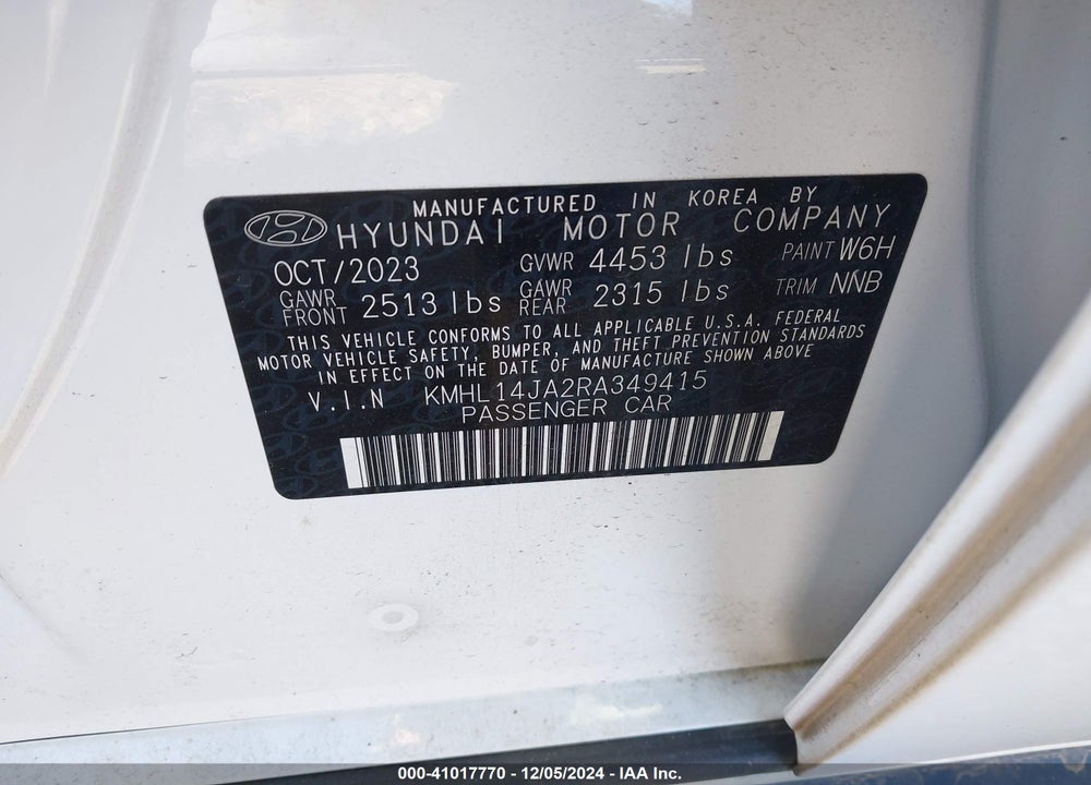 2024 HYUNDAI SONATA SEL VIN: KMHL14JA2RA349415