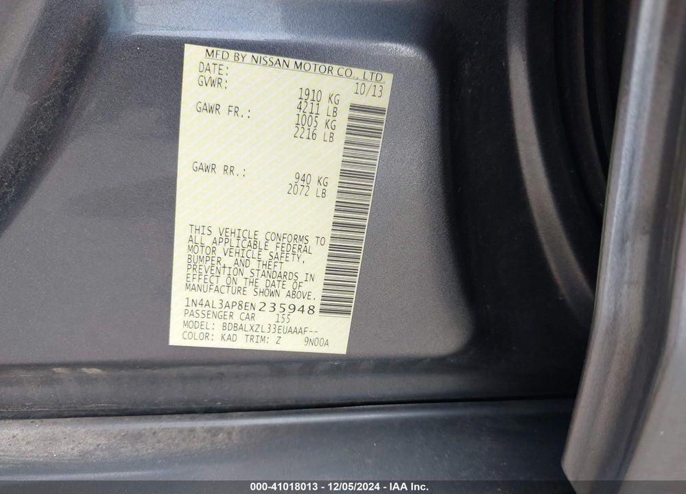 2014 NISSAN ALTIMA VIN: 1N4AL3AP8EN235948