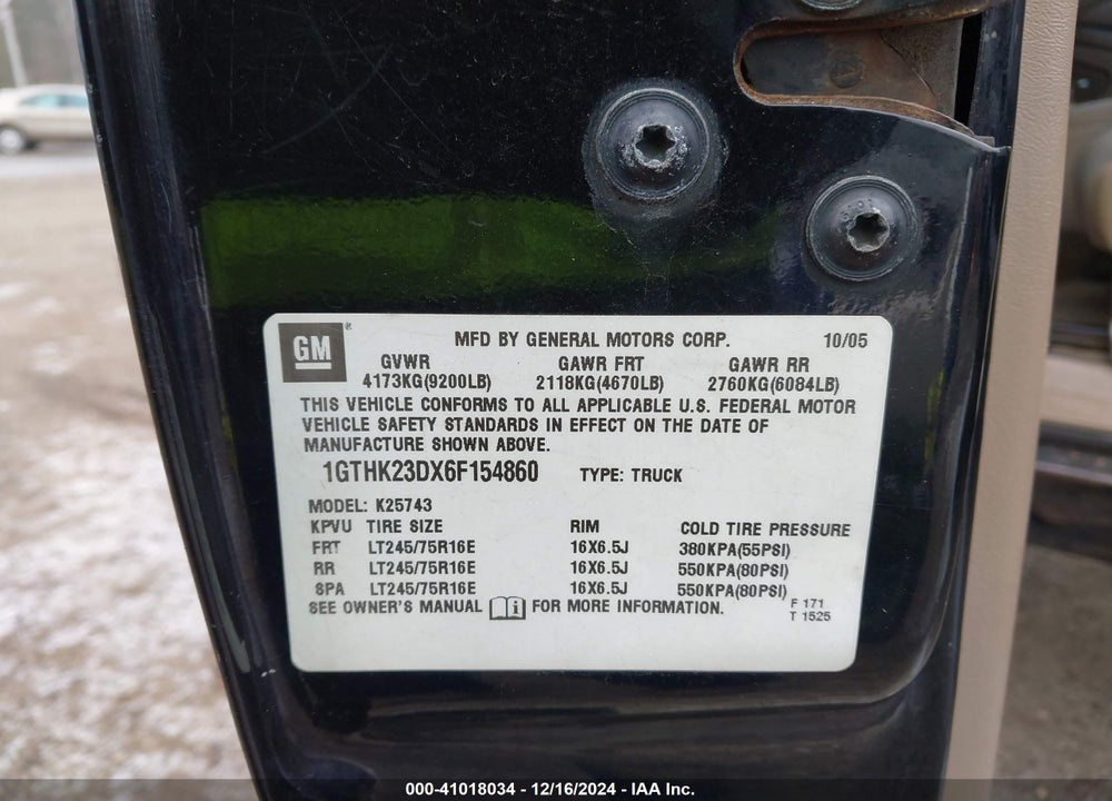 2006 GMC SIERRA 2500HD SLT VIN: 1GTHK23DX6F154860