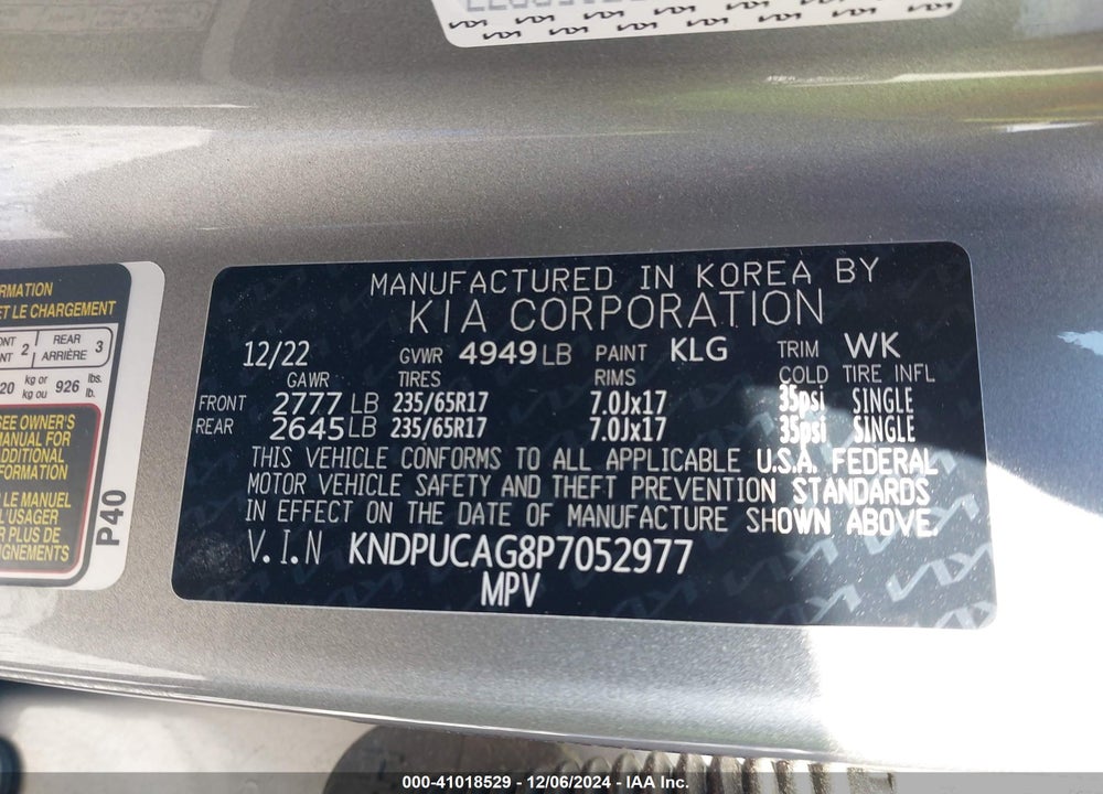 2023 KIA SPORTAGE HYBRID LX VIN: KNDPUCAG8P7052977