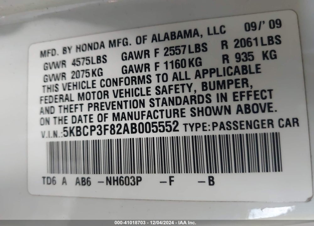 2010 HONDA ACCORD 3.5 EX-L VIN: 5KBCP3F82AB005552