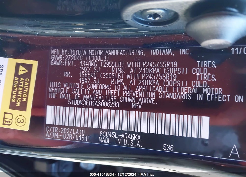 2010 TOYOTA HIGHLANDER LIMITED VIN: 5TDDK3EH1AS006299
