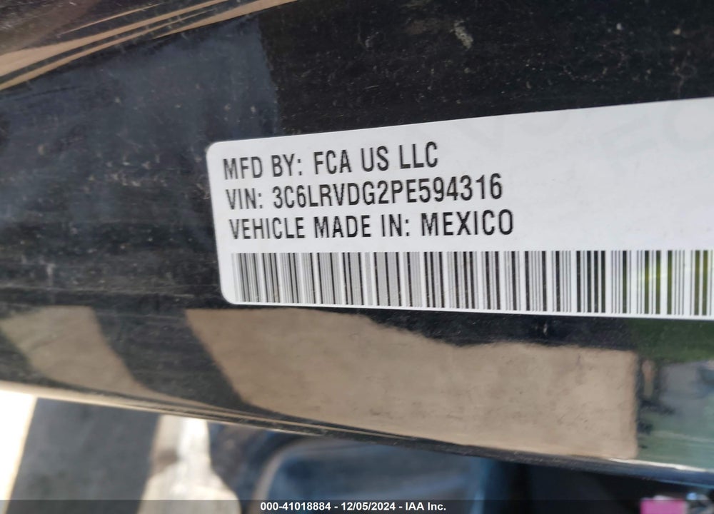 2023 RAM PROMASTER 2500 HIGH ROOF 159 WB VIN: 3C6LRVDG2PE594316
