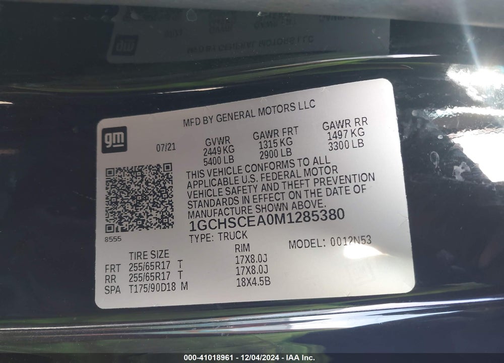 2021 CHEVROLET COLORADO 2WD LONG BOX LT VIN: 1GCHSCEA0M1285380