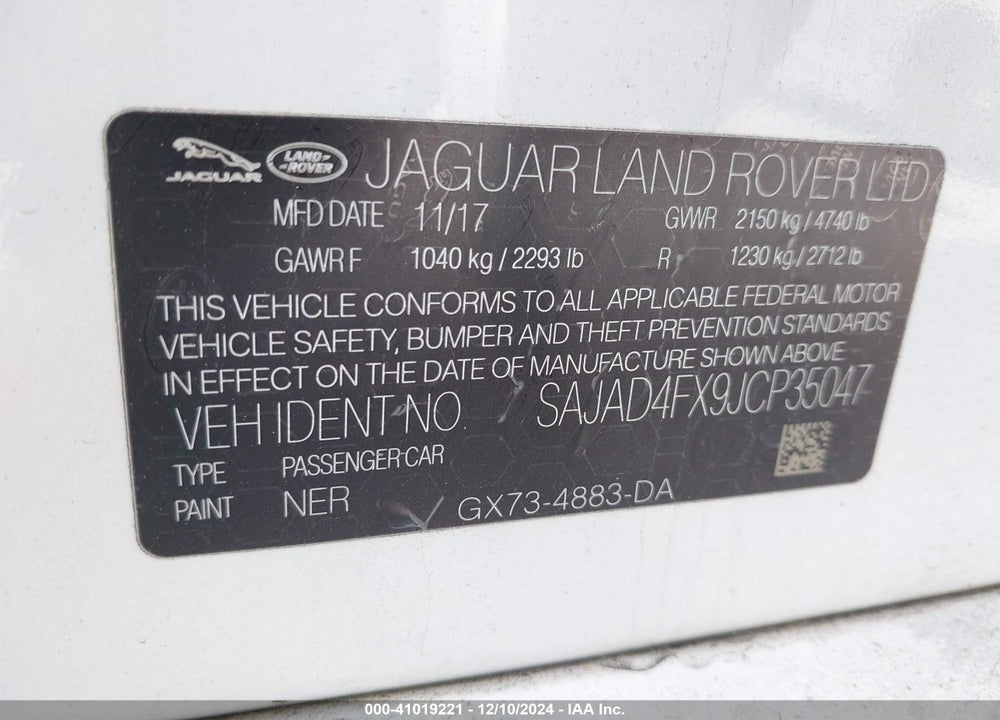 2018 JAGUAR XE VIN: SAJAD4FX9JCP35047
