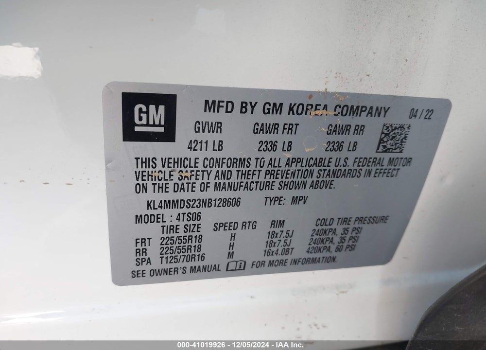 2022 BUICK ENCORE GX FWD SELECT VIN: KL4MMDS23NB128606