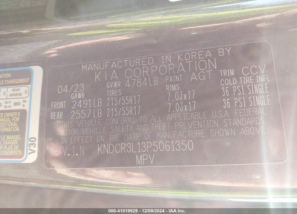 2023 KIA NIRO EV WIND VIN: KNDCR3L13P5061350