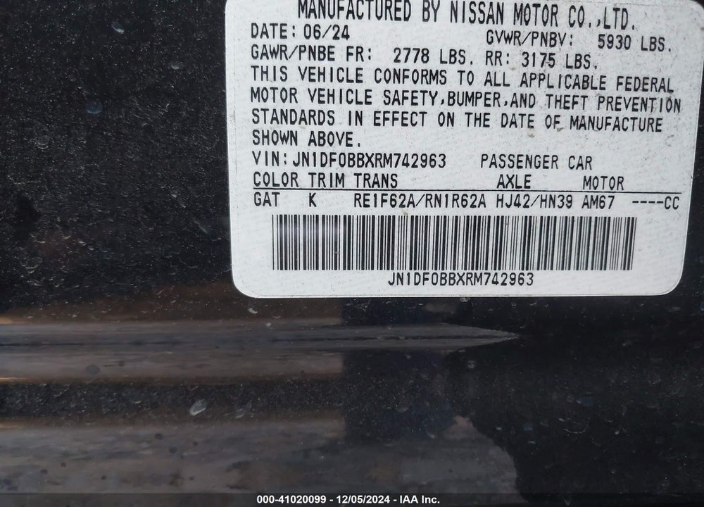 2024 NISSAN ARIYA ENGAGE VIN: JN1DF0BBXRM742963