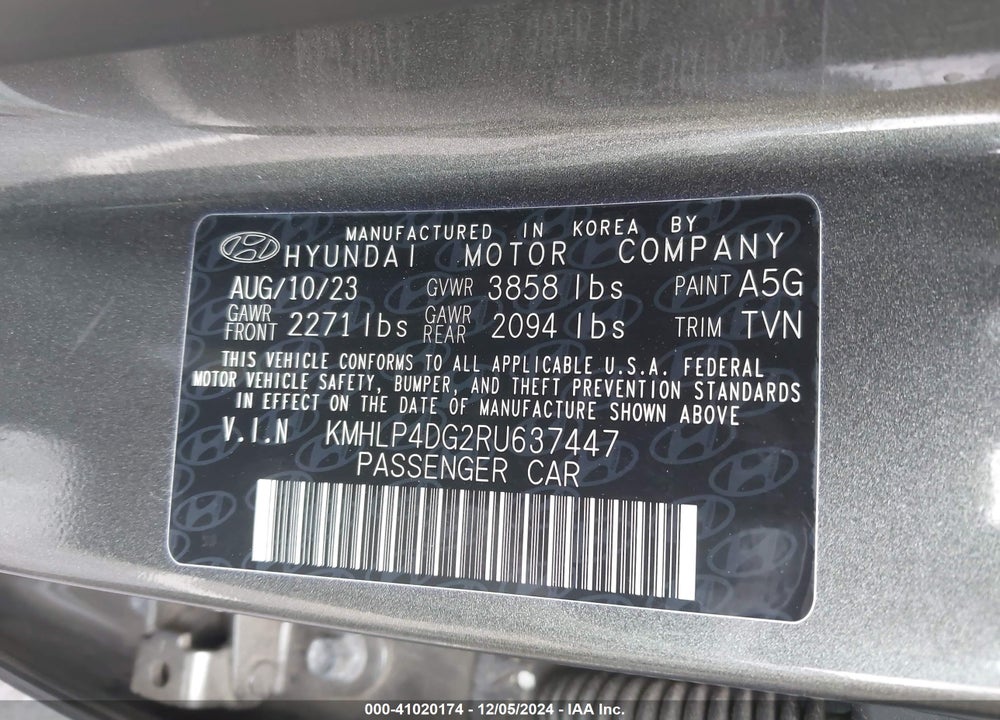 2024 HYUNDAI ELANTRA VIN: KMHLP4DG2RU637447