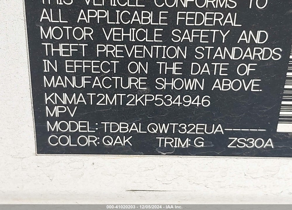 2019 NISSAN ROGUE SV VIN: KNMAT2MT2KP534946