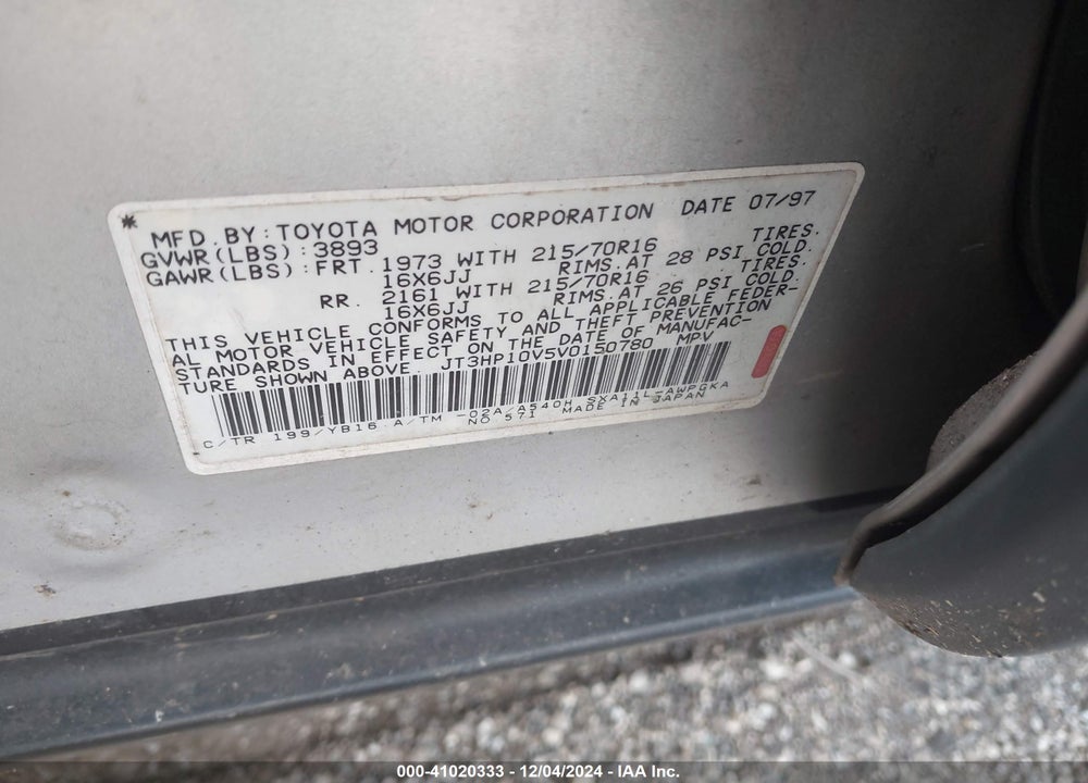 1997 TOYOTA RAV4 VIN: JT3HP10V5V0150780