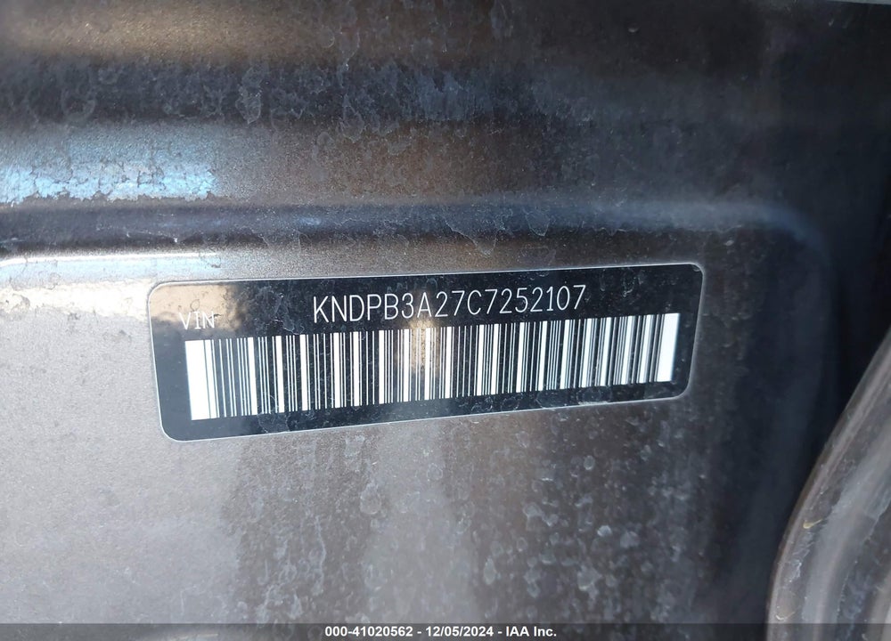 2012 KIA SPORTAGE LX VIN: KNDPB3A27C7252107