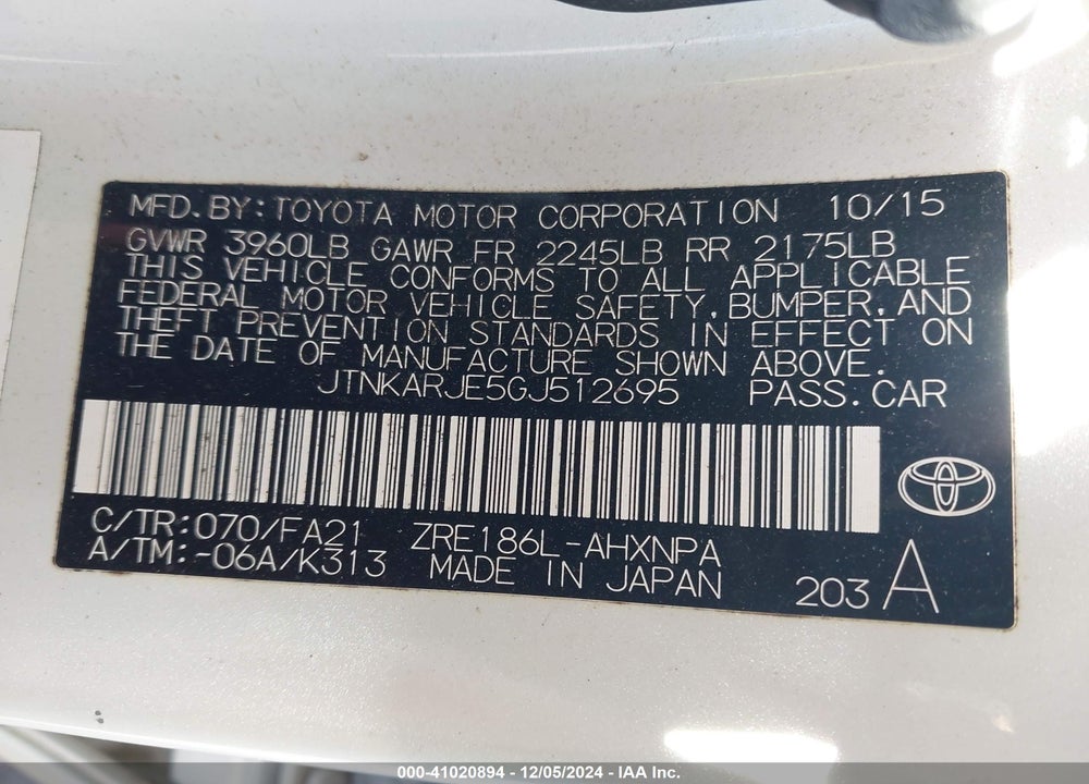 2016 SCION IM VIN: JTNKARJE5GJ512695