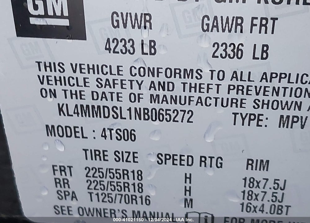 2022 BUICK ENCORE GX FWD SELECT VIN: KL4MMDSL1NB065272