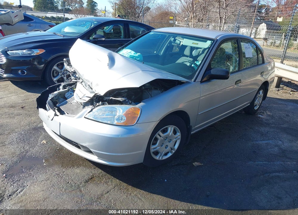 2001 HONDA CIVIC LX VIN: 1HGES16501L076053