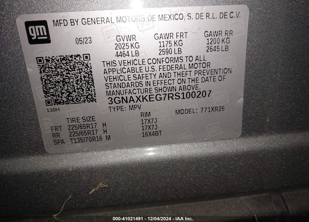 2024 CHEVROLET EQUINOX FWD LT VIN: 3GNAXKEG7RS100207