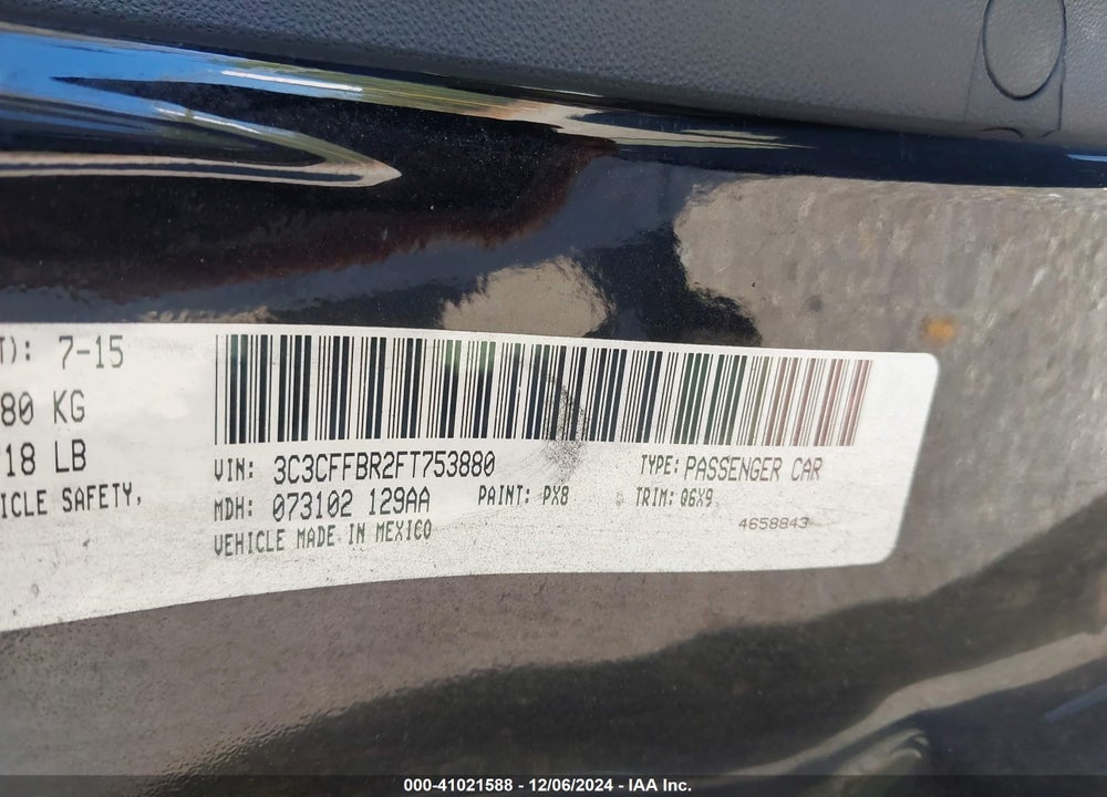 2015 FIAT 500 SPORT VIN: 3C3CFFBR2FT753880