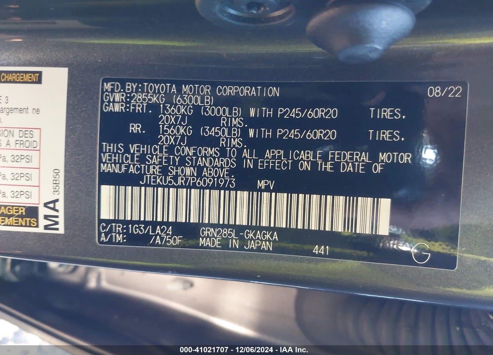 2023 TOYOTA 4RUNNER LIMITED VIN: JTEKU5JR7P6091973
