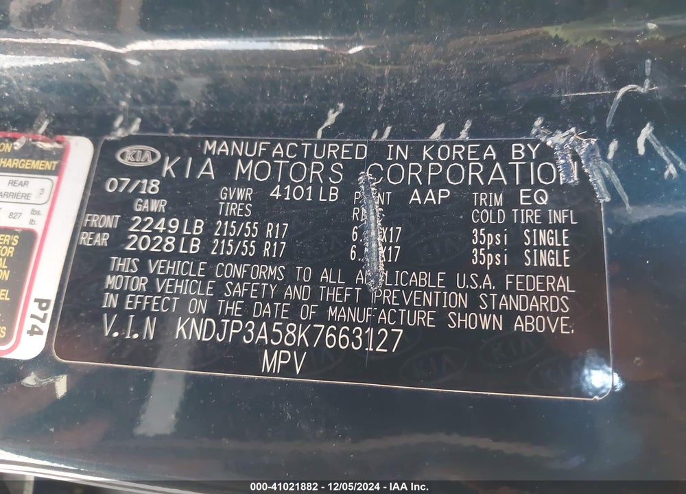 2019 KIA SOUL VIN: KNDJP3A58K7663127