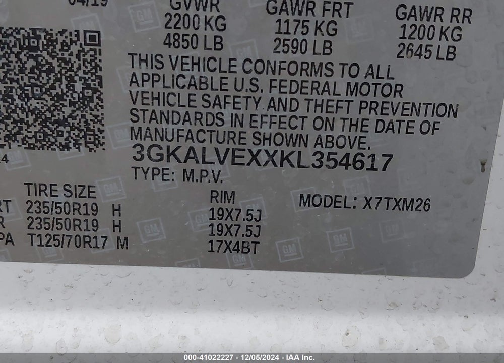 2019 GMC TERRAIN SLT VIN: 3GKALVEXXKL354617