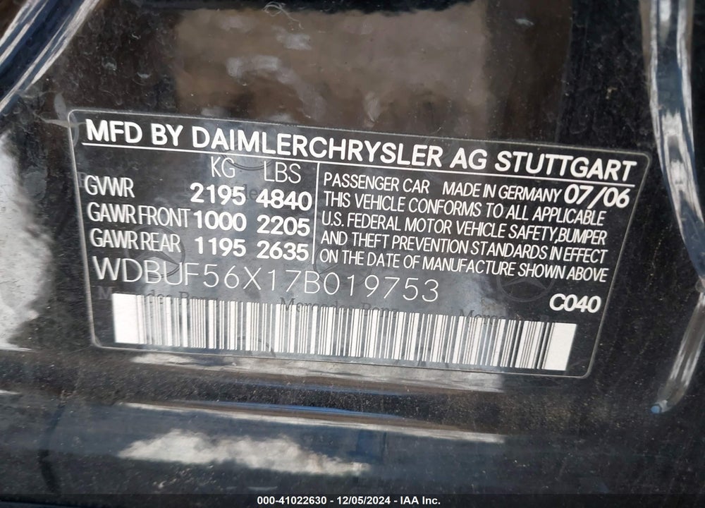 2007 MERCEDES-BENZ E 350 VIN: WDBUF56X17B019753