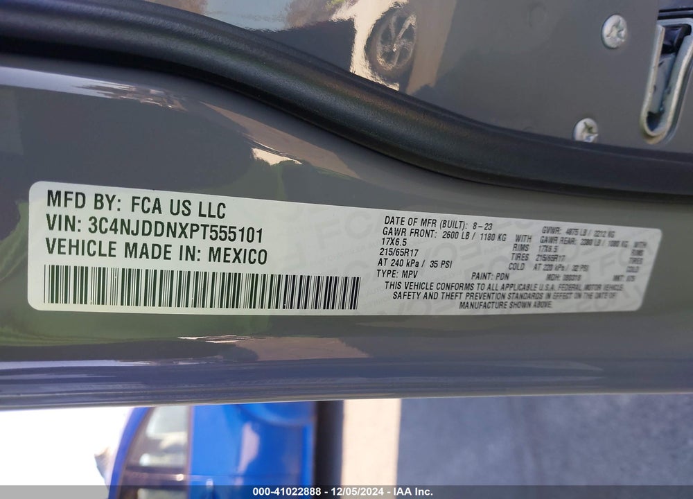 2023 JEEP COMPASS TRAILHAWK 4X4 VIN: 3C4NJDDNXPT555101