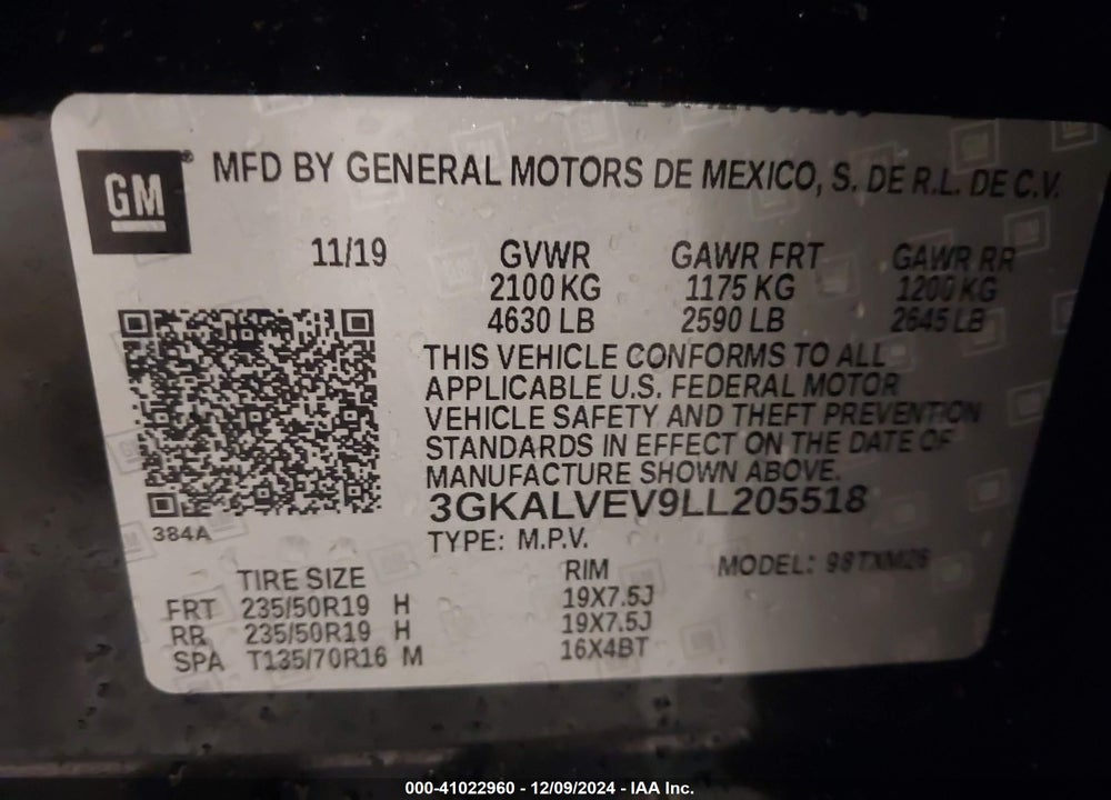2020 GMC TERRAIN AWD SLT VIN: 3GKALVEV9LL205518
