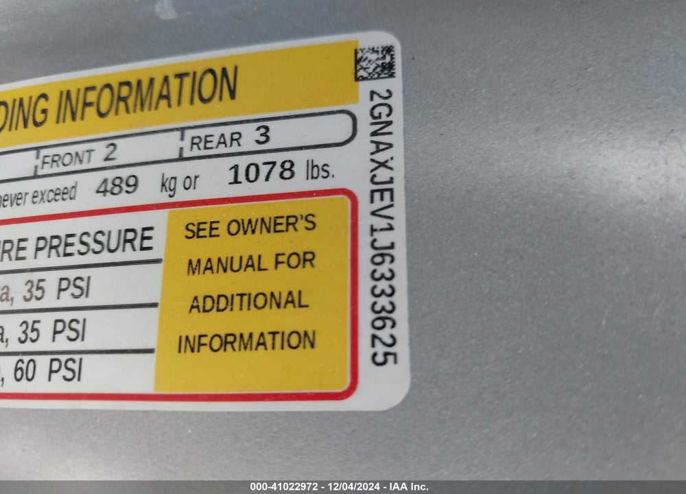 2018 CHEVROLET EQUINOX LT VIN: 2GNAXJEV1J6333625