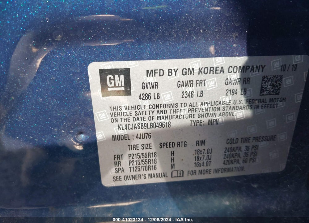 2020 BUICK ENCORE FWD PREFERRED VIN: KL4CJASB9LB049618
