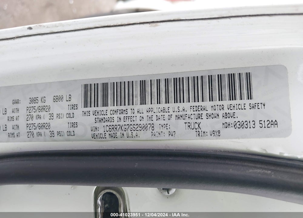 2016 RAM 1500 EXPRESS VIN: 1C6RR7KG7GS290078