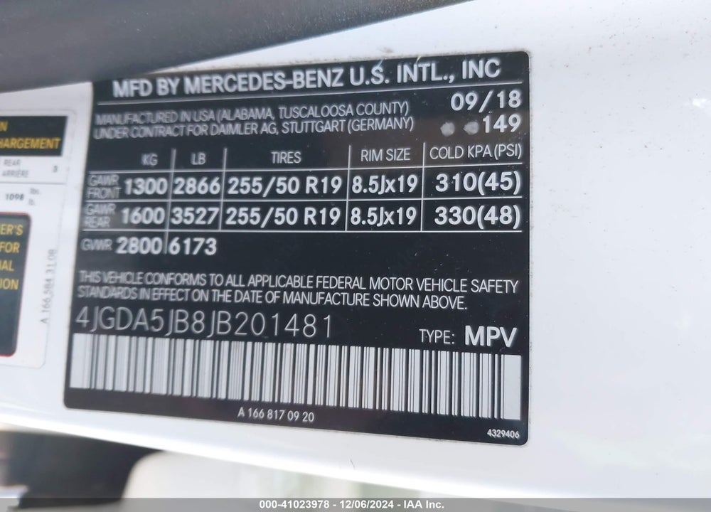 2018 MERCEDES-BENZ GLE 350 VIN: 4JGDA5JB8JB201481