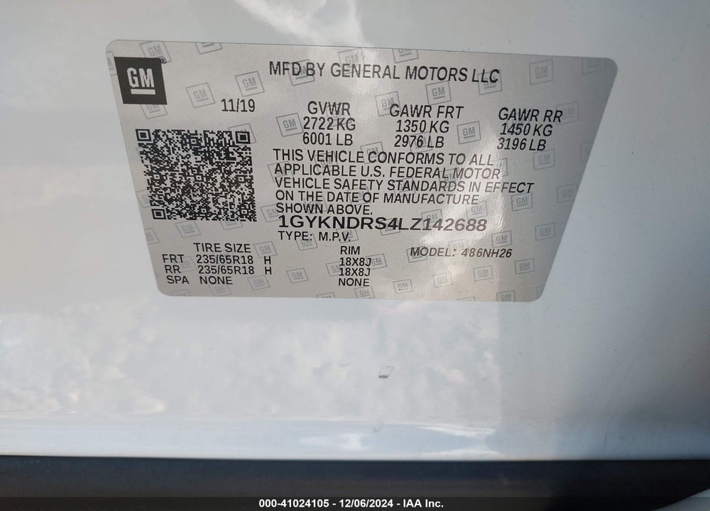 2020 CADILLAC XT5 AWD PREMIUM LUXURY VIN: 1GYKNDRS4LZ142688