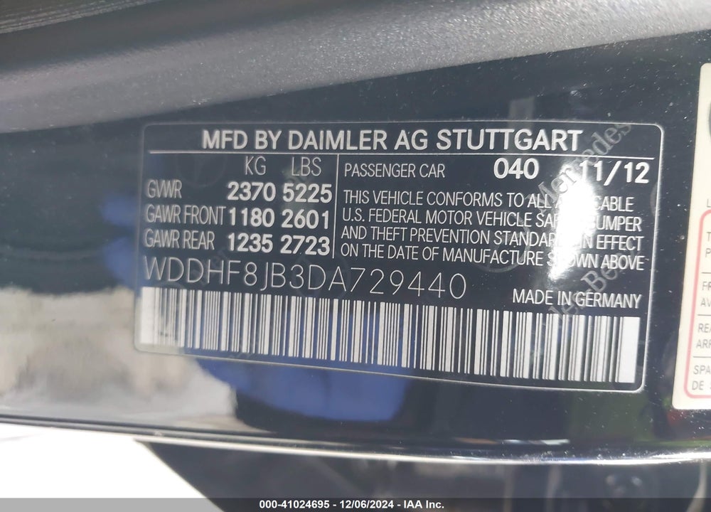 2013 MERCEDES-BENZ E 350 4MATIC VIN: WDDHF8JB3DA729440