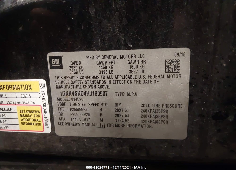 2017 GMC ACADIA LIMITED VIN: 1GKKVSKD4HJ180907