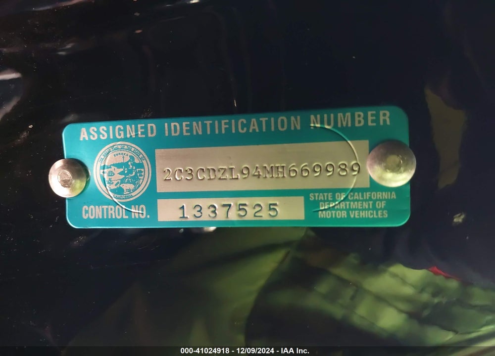 2021 DODGE CHALLENGER VIN: 2C3CDZL94MH669989