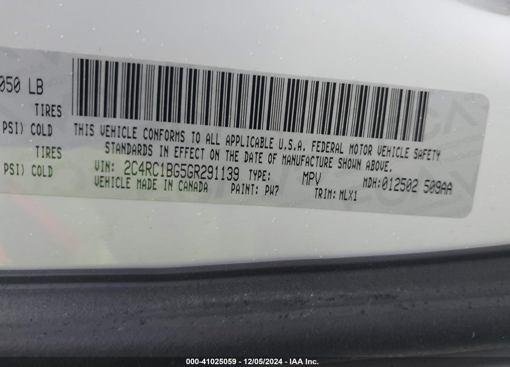 2016 CHRYSLER TOWN & COUNTRY TOURING VIN: 2C4RC1BG5GR291139